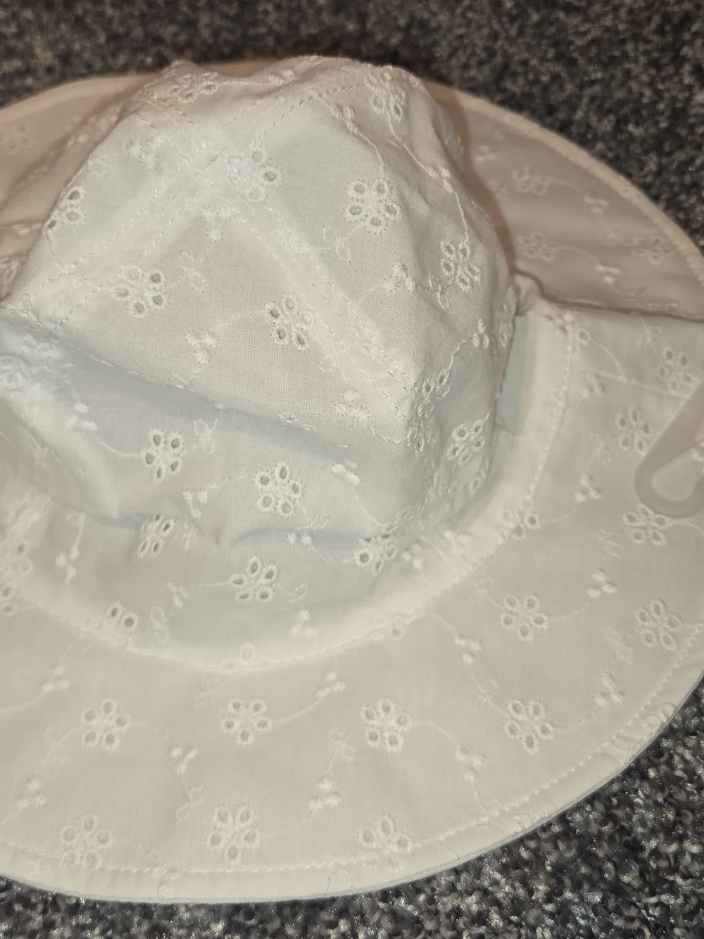 Carter's White Eyelet Sun Hat with Floral Embroidery